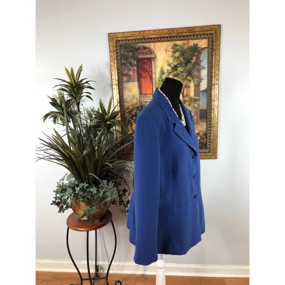 Le Suit Women Jacket Plus Size 18 Blue Lapel Notch Collar Long Sleeve Preppy - Picture 7 of 12
